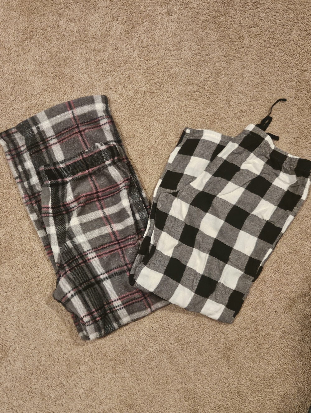 Cozy Plaid Lounge Pants Duo - Black, Gray & White